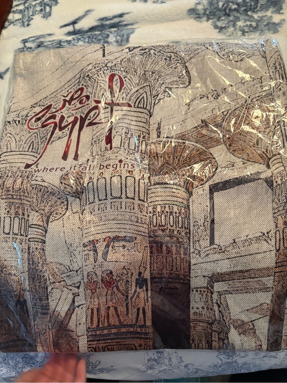 Egyptian Column Printed fabric Tote Bag in Beige and Brown from Egypt!🇪🇬